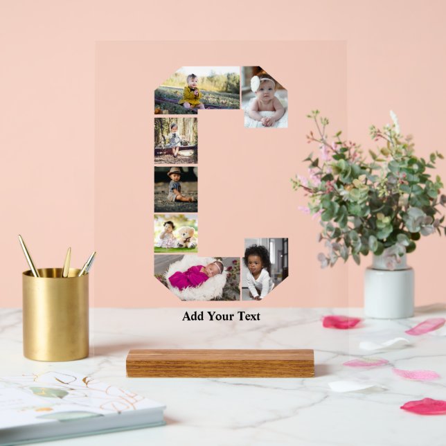 Señal Acrílica Diseñar su propia letra C Collage de fotos (Boda)