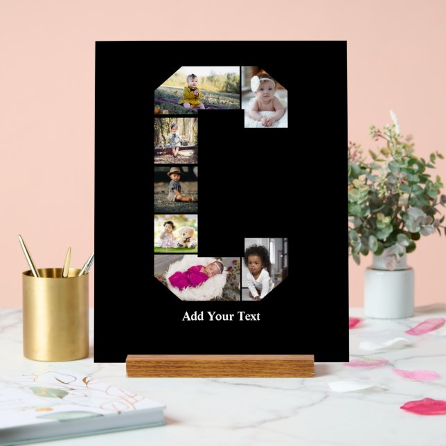 Señal Acrílica Diseñar su propia letra C Collage de fotos (Boda)