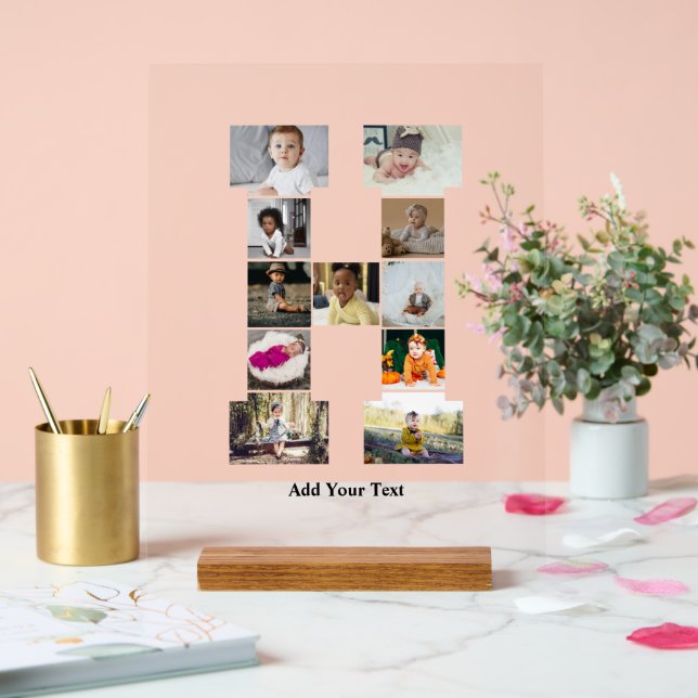 Señal Acrílica Diseñar su propia letra Collage de fotos H (Boda)