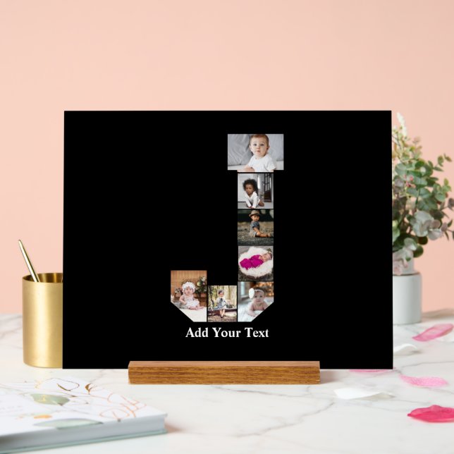 Señal Acrílica Diseñar su propia letra Collage de fotos J (Boda)
