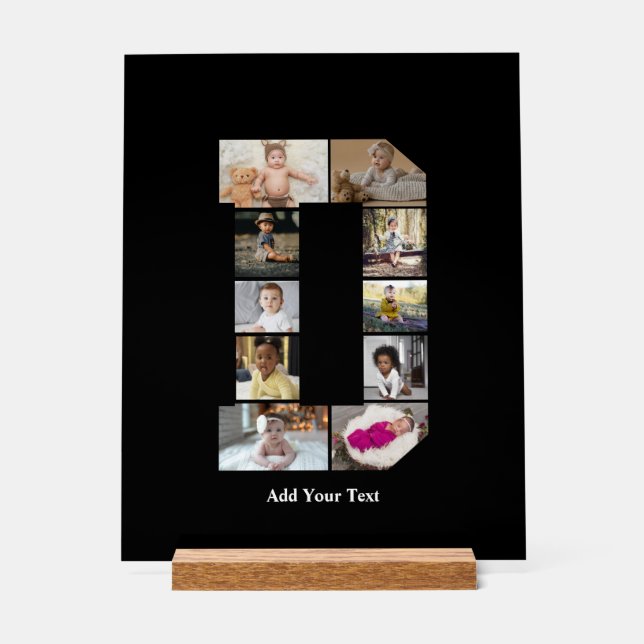 Señal Acrílica Diseñar su propia letra D Collage de fotos (Anverso)