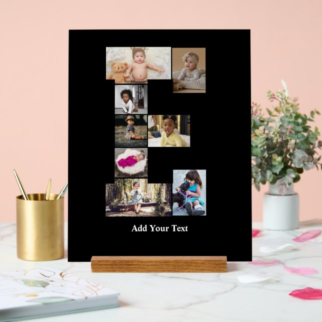 Señal Acrílica Diseñar su propia letra E Collage de fotos (Boda)