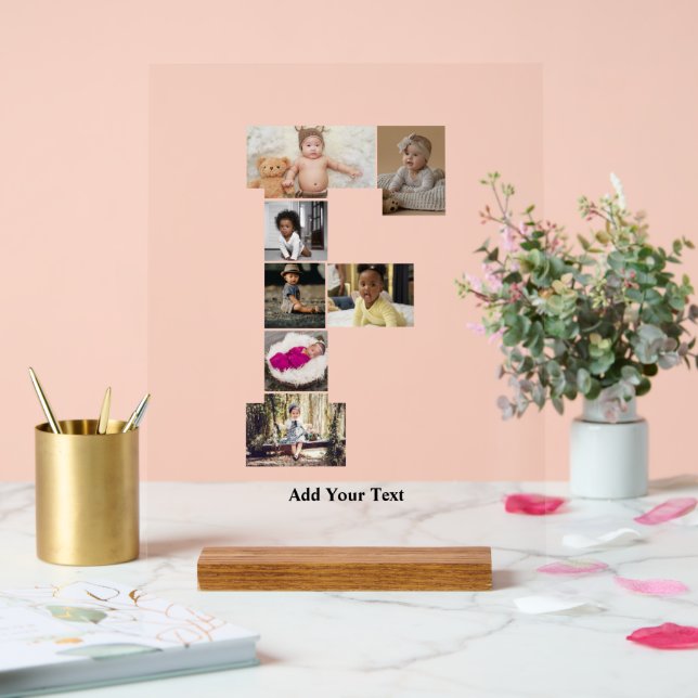 Señal Acrílica Diseñar su propia letra F Collage de fotos (Boda)