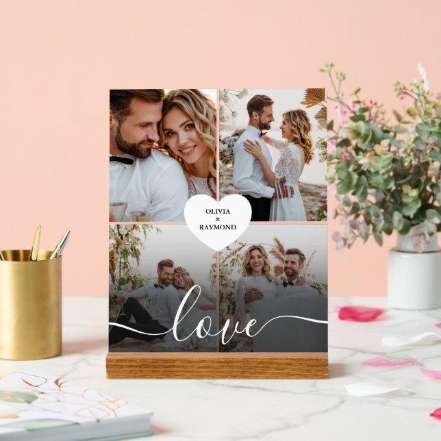 Señal Acrílica Diseñar tu propia fotografía del Collage de amor (Boda)
