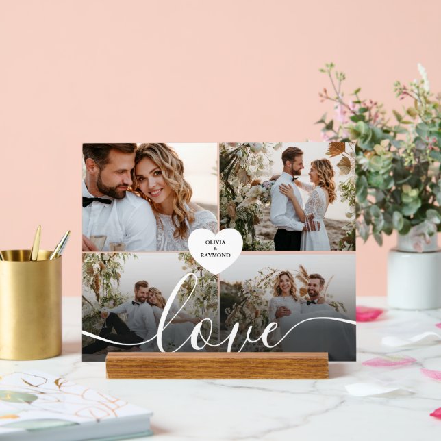Señal Acrílica Diseñar tu propia fotografía del Collage de amor (Boda)