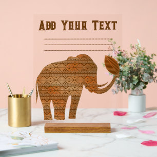 Señal Acrílica Diseño de arte tribal para elefantes
