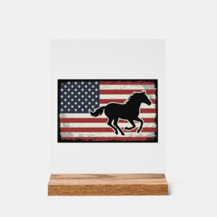 Señal Acrílica Diseño de arte vectorial de caballo con bandera es