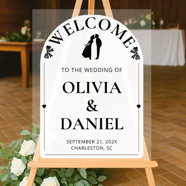 Señal Acrílica Diseño de bienvenida de boda con arco moderno (Subido por el creador)