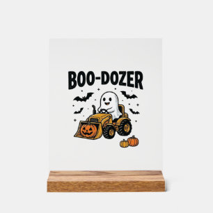 Señal Acrílica Diseño de Bulldozer Fantasma de Halloween Boo-Doze