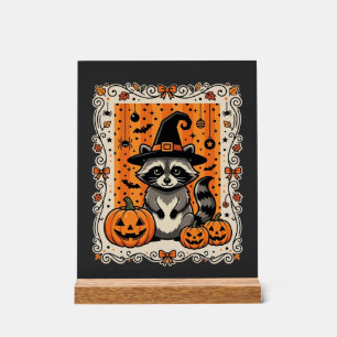Señal Acrílica Diseño de calabaza de Halloween de mapache espeluz