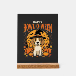 Señal Acrílica Diseño de calabaza de perro Beagle Halloween Howl-