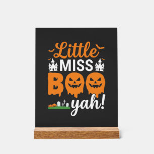 Señal Acrílica Diseño de calabaza Little Miss Boo Yah de Hallowee