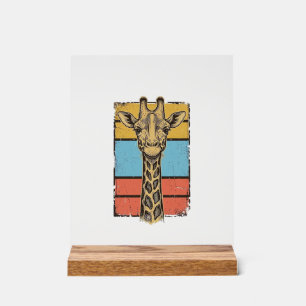 Señal Acrílica Diseño de camisa de rayas retro jirafa grabada vin