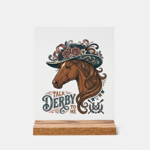 Señal Acrílica Diseño de camisa de sombrero floral de caballo Der