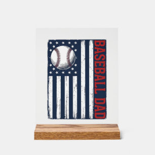 Señal Acrílica Diseño de camiseta con bandera de papá de béisbol 