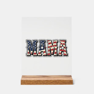 Señal Acrílica Diseño de camiseta con letra de Mama Patriótica Vi