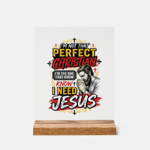 Señal Acrílica Diseño de camiseta cristiana vintage necesito Jesú