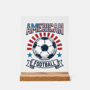 Señal Acrílica Diseño de camiseta de balón de fútbol vintage de f