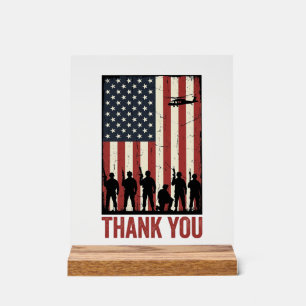 Señal Acrílica Diseño de camiseta de bandera americana militar ag