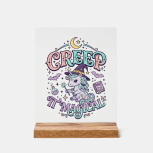 Señal Acrílica Diseño de camiseta de estilo retro mágico Unicorn