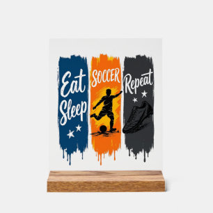 Señal Acrílica Diseño de camiseta de fútbol vintage Come Dormir F