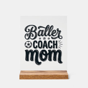 Señal Acrílica Diseño de camiseta de fútbol vintage de mamá entre