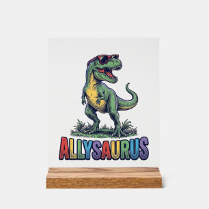 Señal Acrílica Diseño de camiseta de gafas de sol de dinosaurio v