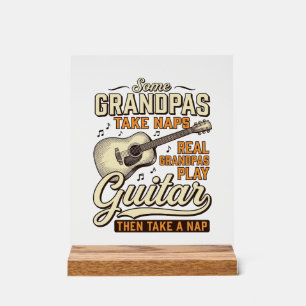 Señal Acrílica Diseño de camiseta de grabado vintage de guitarra