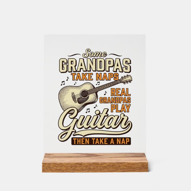Señal Acrílica Diseño de camiseta de grabado vintage de guitarra  (Anverso)