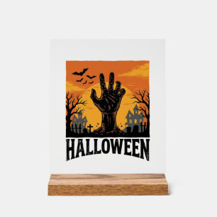 Señal Acrílica Diseño de camiseta de mano de zombie de cementerio