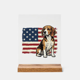 Señal Acrílica Diseño de camiseta de perro con bandera patriótica