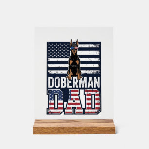 Señal Acrílica Diseño de camiseta de perro patriótico Doberman Vi