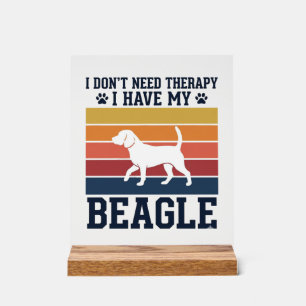 Señal Acrílica Diseño de camiseta de terapia de perro Beagle vint