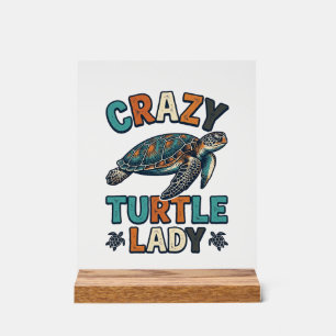 Señal Acrílica Diseño de camiseta de tortuga marina vintage Crazy