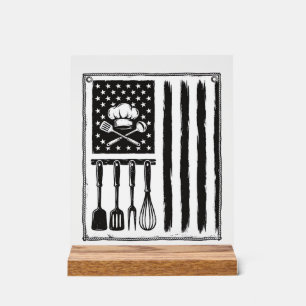 Señal Acrílica Diseño de camiseta de utensilios de cocina Bandera