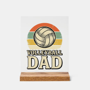 Señal Acrílica Diseño de camiseta retro de papá de voleibol vinta