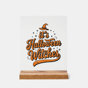 Señal Acrílica Diseño de camiseta tipográfica de brujas de Hallow