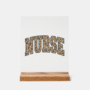 Señal Acrílica Diseño de camiseta universitaria de enfermera leop