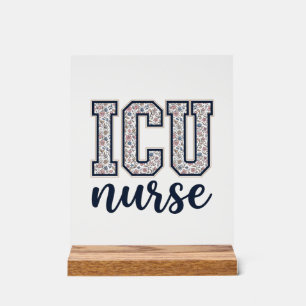 Señal Acrílica Diseño de camiseta universitaria floral de enferme