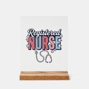 Señal Acrílica Diseño de camiseta vectorial vintage de enfermera