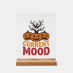 Señal Acrílica Diseño de camiseta vintage de calabaza de Hallowee