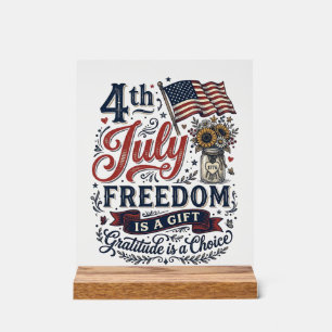 Señal Acrílica Diseño de camiseta vintage de gratitud por la libe