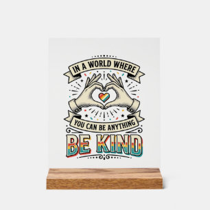 Señal Acrílica Diseño de camiseta vintage de manos de corazón de 