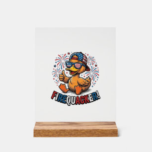 Señal Acrílica Diseño de camiseta vintage de pato patriótico Fire