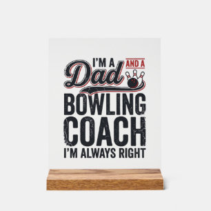 Señal Acrílica Diseño de camiseta vintage Entrenador de bolos Pap