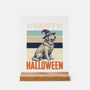 Señal Acrílica Diseño de camiseta vintage feliz Halloween perro b