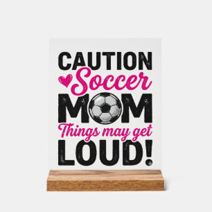 Señal Acrílica Diseño de camiseta vintage fuerte mamá fútbol prec