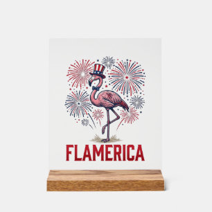 Señal Acrílica Diseño de camiseta vintage patriota Flamerica Flam