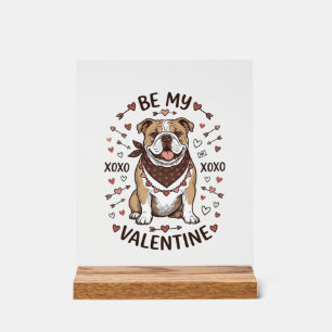 Señal Acrílica Diseño de camiseta Vintage Valentine Bulldog XOXO_