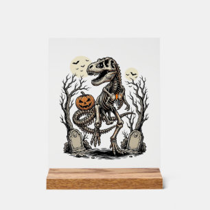 Señal Acrílica Diseño de cementerio de Halloween de dinosaurio es